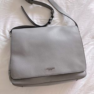 Michael Kors Leather Messenger Bag Men (Light Gray)